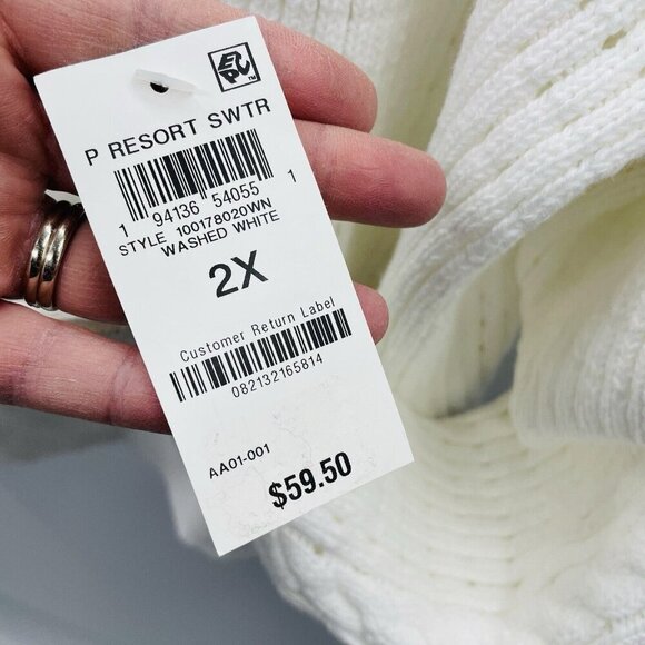 On 34th Womens Plus Size 2X Crewneck Cotton-Blend Open Knit Sweater $59 113 - Picture 6 of 7